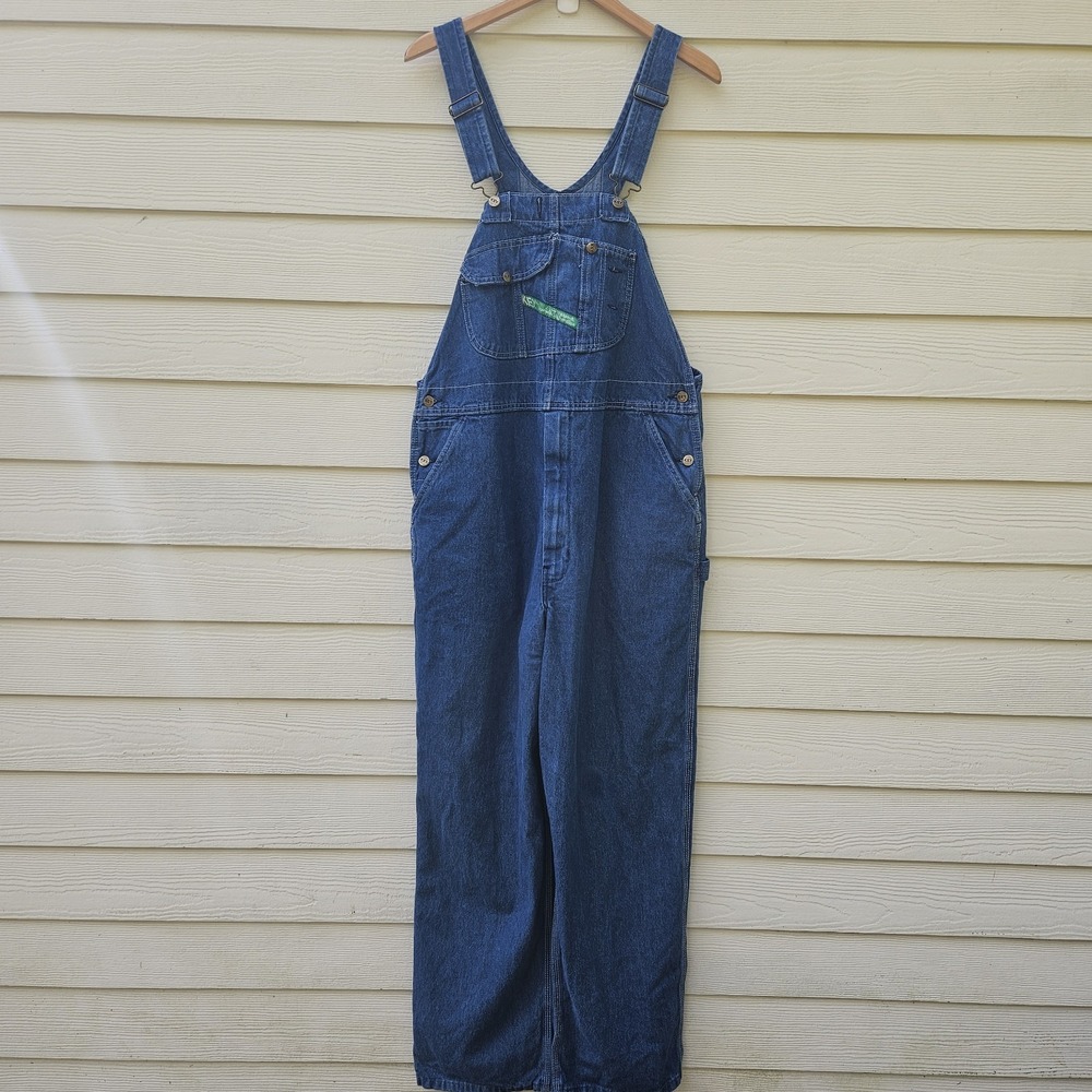 Vintage Key Imperial Denim Overalls Mens 40x32" Blue Bib Overalls Workwear Farm